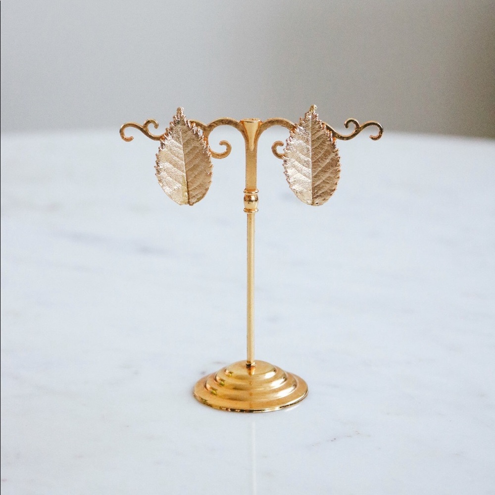 Gold Leaf Clip On Earrings